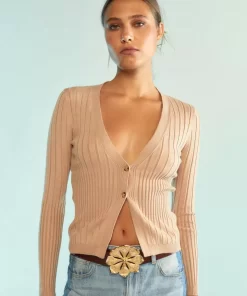 Shop Cynthia Rowley Hailey Knit Cardigan Camel