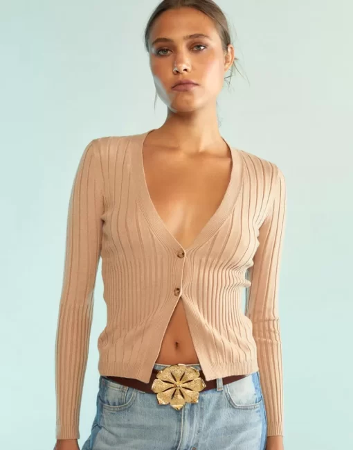 Shop Cynthia Rowley Hailey Knit Cardigan Camel