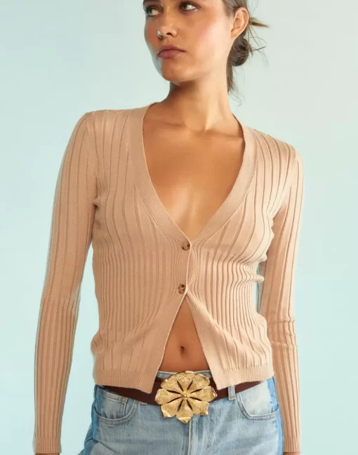 Shop Cynthia Rowley Hailey Knit Cardigan Camel