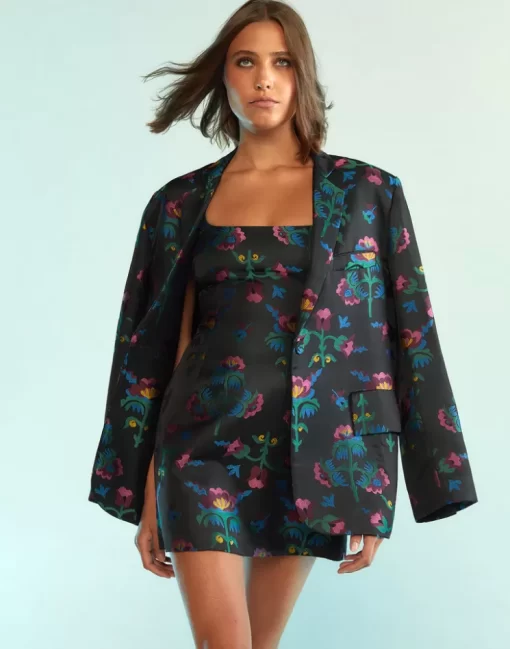 Flash Sale Cynthia Rowley Harper Jacquard Blazer Blkmt