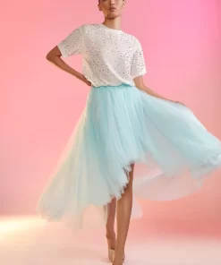 Hot Cynthia Rowley High Low Tulle Skirt Aqua