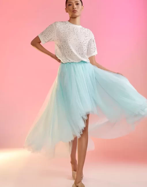 Hot Cynthia Rowley High Low Tulle Skirt Aqua