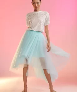 Hot Cynthia Rowley High Low Tulle Skirt Aqua