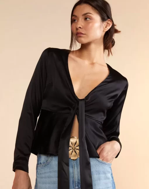 Cheap Cynthia Rowley Jula Silk Blouse Black