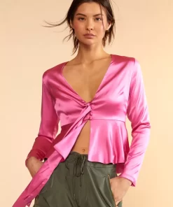 Clearance Cynthia Rowley Jula Silk Blouse Pink