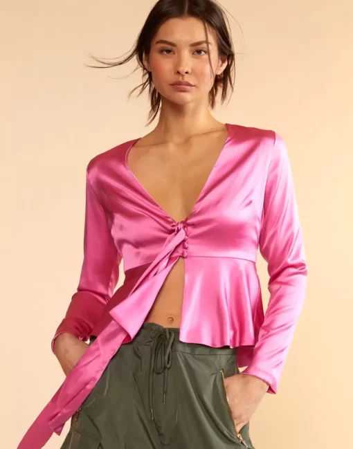 Clearance Cynthia Rowley Jula Silk Blouse Pink