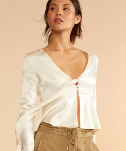 Best Sale Cynthia Rowley Jula Silk Blouse White