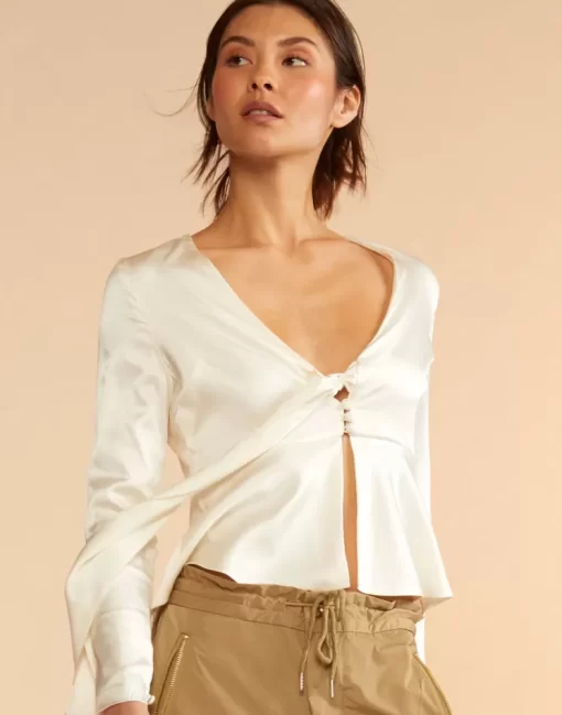 Best Sale Cynthia Rowley Jula Silk Blouse White