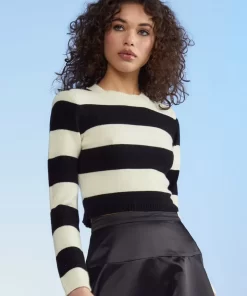 Cheap Cynthia Rowley Kendal Cropped Sweater Blkwt