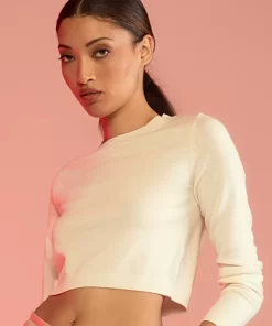 Shop Cynthia Rowley Kendal Cropped Sweater Cream