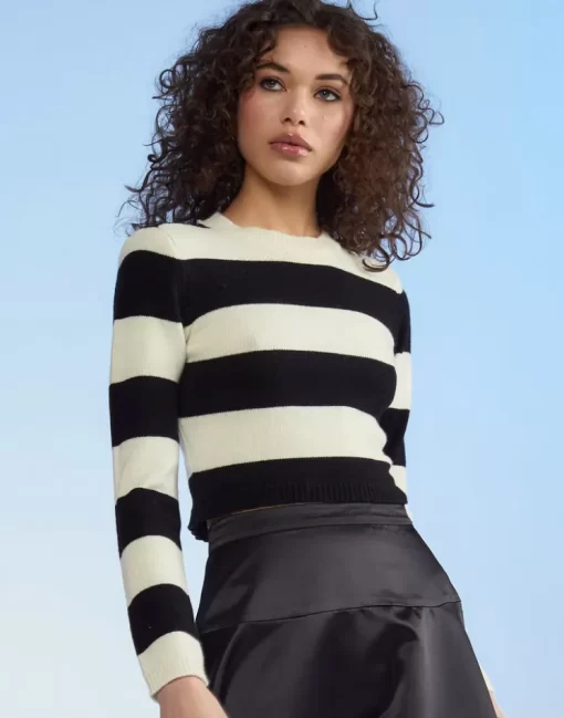 Cheap Cynthia Rowley Kendal Cropped Sweater Blkwt