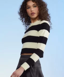 Cheap Cynthia Rowley Kendal Cropped Sweater Blkwt