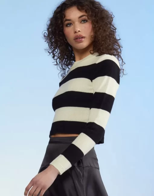 Cheap Cynthia Rowley Kendal Cropped Sweater Blkwt