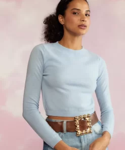 Cheap Cynthia Rowley Kendal Cropped Sweater Blue