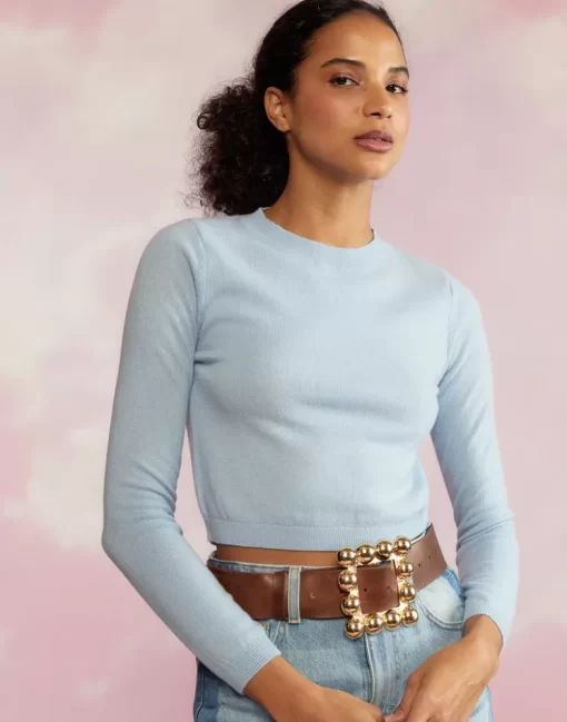 Cheap Cynthia Rowley Kendal Cropped Sweater Blue