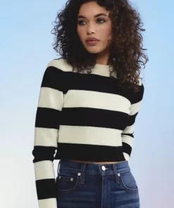 Cheap Cynthia Rowley Kendal Cropped Sweater Blkwt