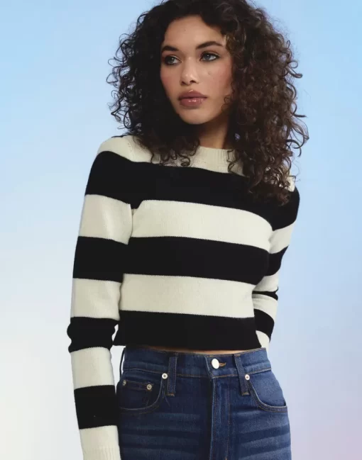 Cheap Cynthia Rowley Kendal Cropped Sweater Blkwt