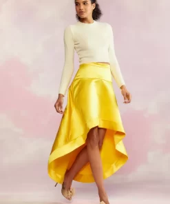 Sale Cynthia Rowley Livia Satin Skirt Yellow