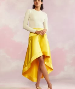 Sale Cynthia Rowley Livia Satin Skirt Yellow