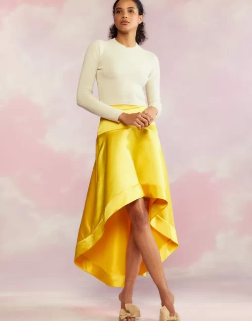 Sale Cynthia Rowley Livia Satin Skirt Yellow