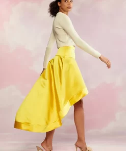 Sale Cynthia Rowley Livia Satin Skirt Yellow