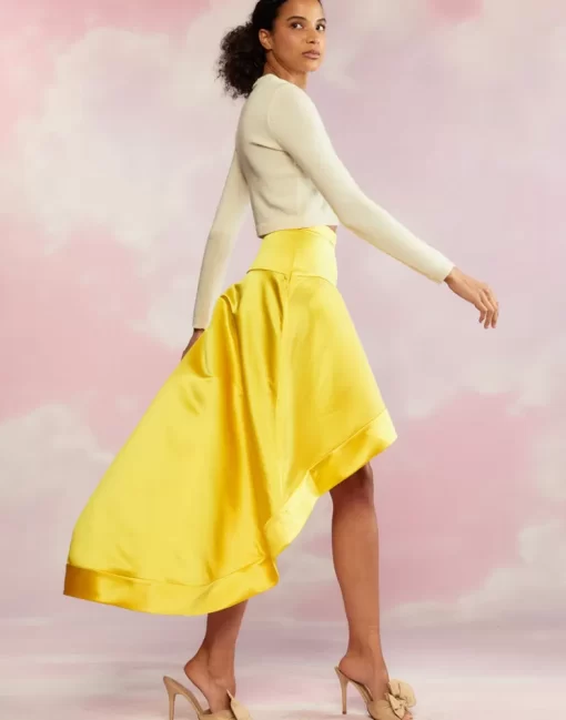 Sale Cynthia Rowley Livia Satin Skirt Yellow