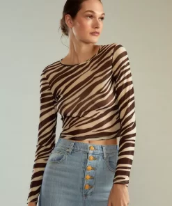 Clearance Cynthia Rowley Modern Mesh Top Zebra