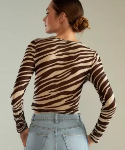 Clearance Cynthia Rowley Modern Mesh Top Zebra