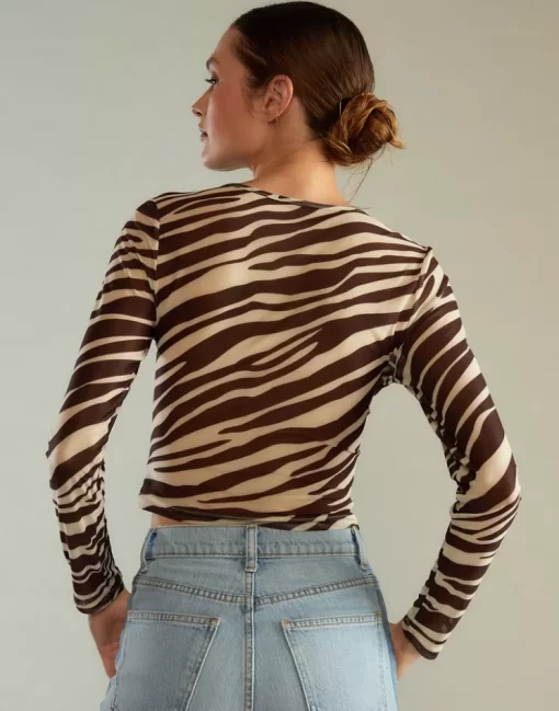 Clearance Cynthia Rowley Modern Mesh Top Zebra