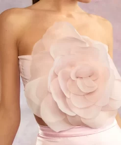 Online Cynthia Rowley Organza Flower Bandeau Top Pink