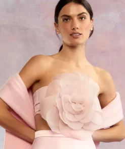 Online Cynthia Rowley Organza Flower Bandeau Top Pink