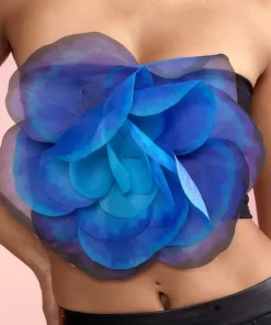 Sale Cynthia Rowley Organza Flower Bandeau Top Blkmt