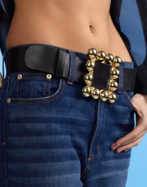 Hot Cynthia Rowley Oversized Buckle Belt Black