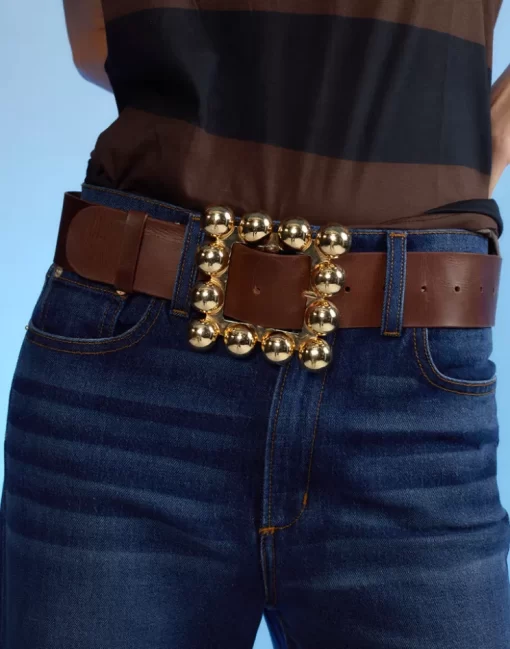 Best Cynthia Rowley Oversized Buckle Belt Brown