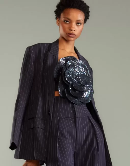 Store Cynthia Rowley Pinstripe Blazer Navy