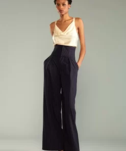 Cheap Cynthia Rowley Pinstripe Corset Waist Pants Navy