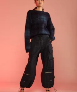 New Cynthia Rowley Plaid Cargo Pants Blkwth