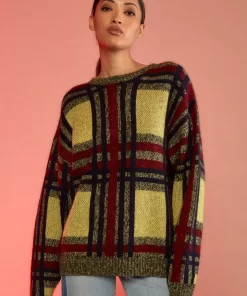 Cheap Cynthia Rowley Plaid Mohair Sweater Ylwmt