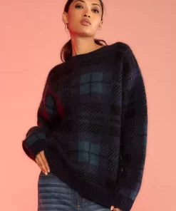 Fashion Cynthia Rowley Plaid Mohair Sweater Blkwth