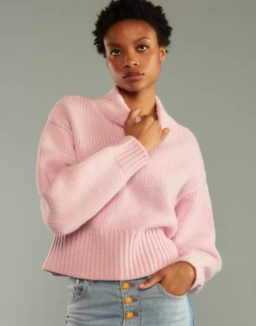 Best Sale Cynthia Rowley Plush Wool Sweater Pink