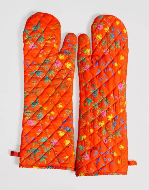 New Cynthia Rowley Quilted Oven Mitts Redfl