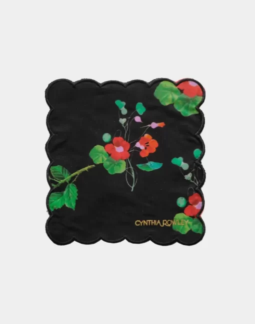 Flash Sale Cynthia Rowley Scallop Embroidered Edge Cocktail Napkin Blkfl