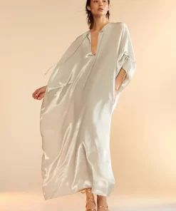 Outlet Cynthia Rowley Silk Lame Kaftan Silver