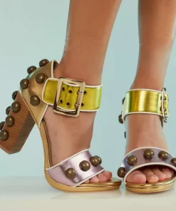 Best Sale Cynthia Rowley Studded Heels Mtlc