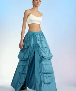 Cheap Cynthia Rowley Taffeta Cargo Skirt Blue