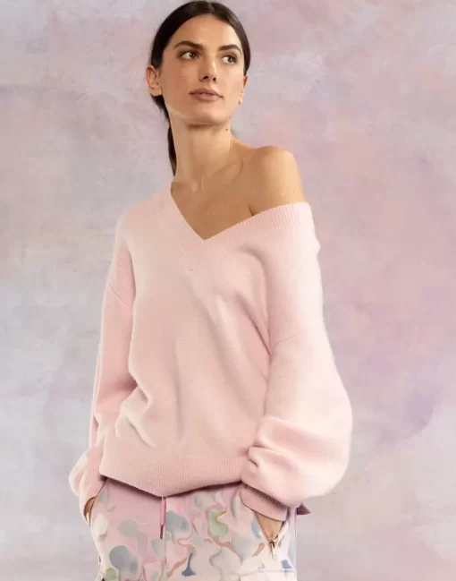 Best Cynthia Rowley Talia V-Neck Sweater Pink