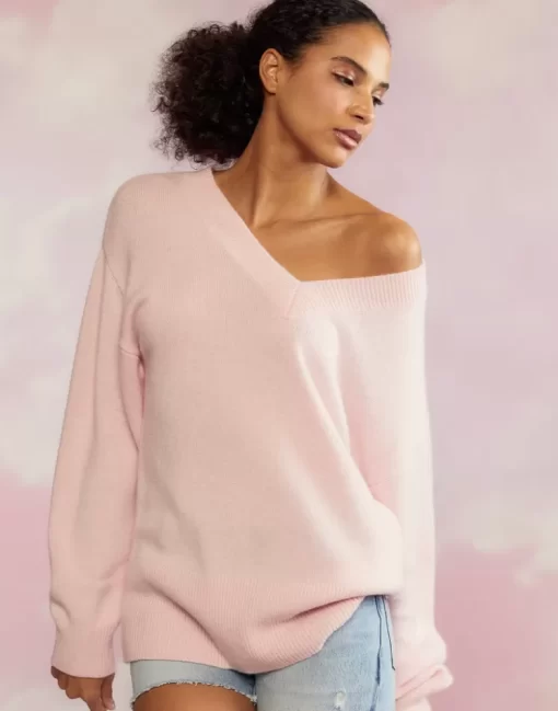 Best Cynthia Rowley Talia V-Neck Sweater Pink