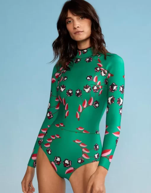 Clearance Cynthia Rowley Vine Floral High Cut Wetsuit Grvflo