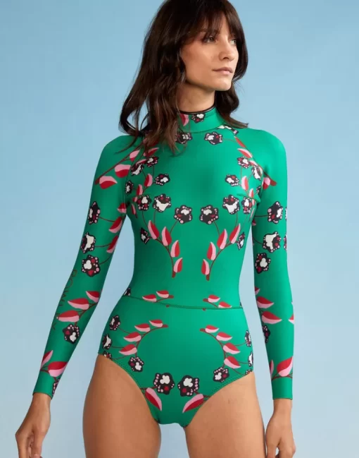 Clearance Cynthia Rowley Vine Floral High Cut Wetsuit Grvflo