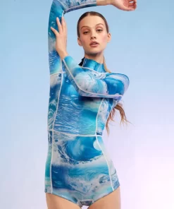 Shop Cynthia Rowley Watercamo Wetsuit Blue Rainbow